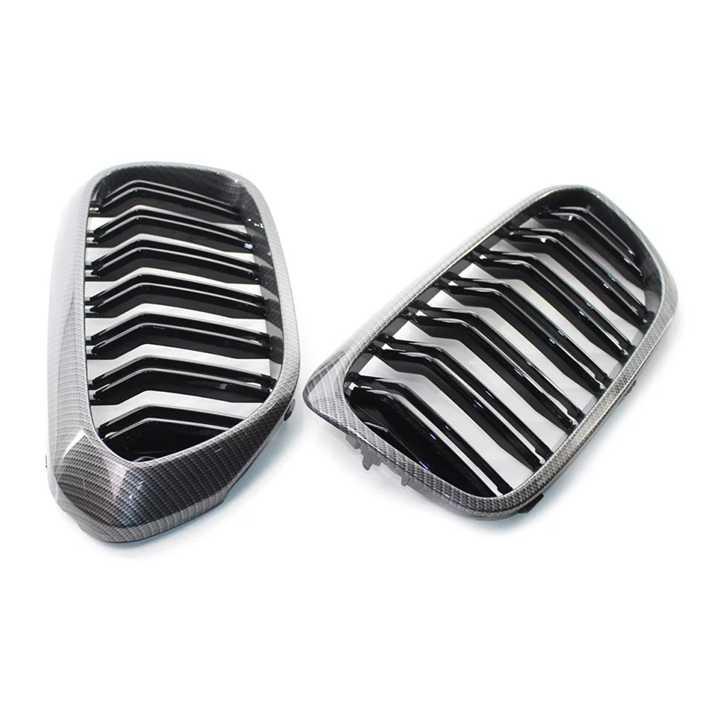 ZSWAL Front Grill Cover Trim Keney Grille for BMW 5 Series G30 G31 G38 530i 540i 2017 2018 2019; Carbon Fiber Style