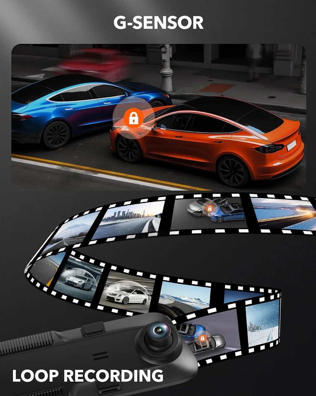 WOLFBOX 12'' Rear View Mirror Dash Cam; 4K Front and 1080P Rear Car Dash Cameras with Super Night Vision; Vehicle; Free 64GB Card & GPS; USB C Port