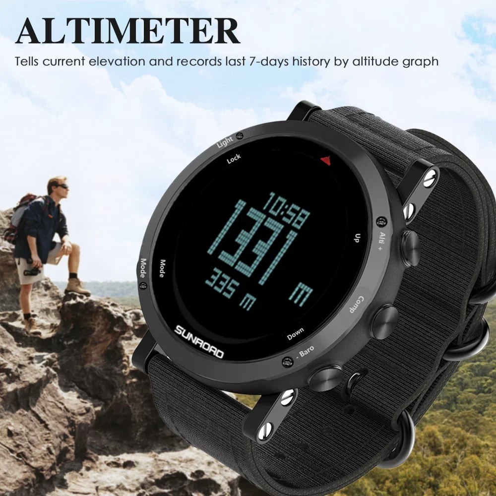 Barometer Altimeter Compass Weather Forecast Men Watch 50meters -resistant Multifunctional Outdoor Sports Watch for Mountaineering Running Trekking Camping