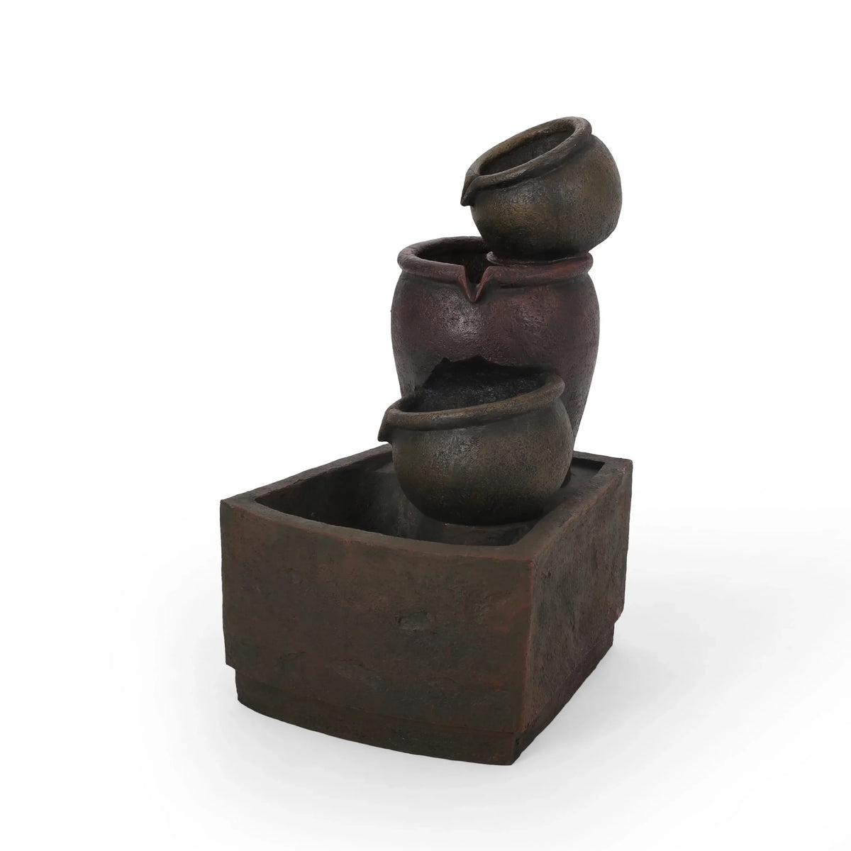 GDF Studio Morrigan Outdoor 3 Tier Jar Fountain; Rustic Multibrown