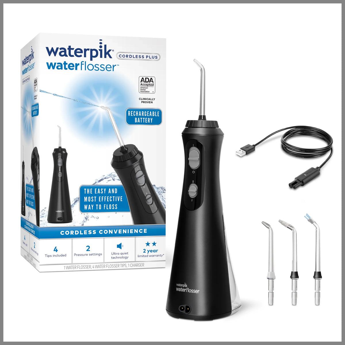 Liquidpik Cordless Plus Portable Flosser Oral Irrigator; Black