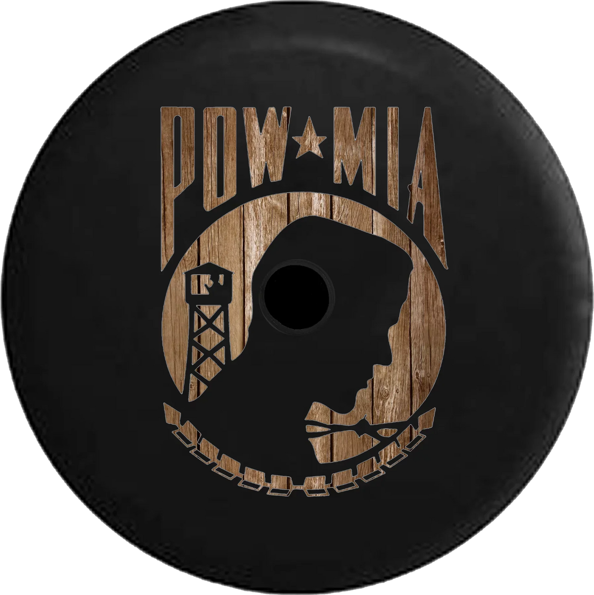 2018 2019 Wrangler JL Backup Camera Distressed Bard Wood POW MIA Veteran Military Spare Tire Cover for Jeep RV 33 cm