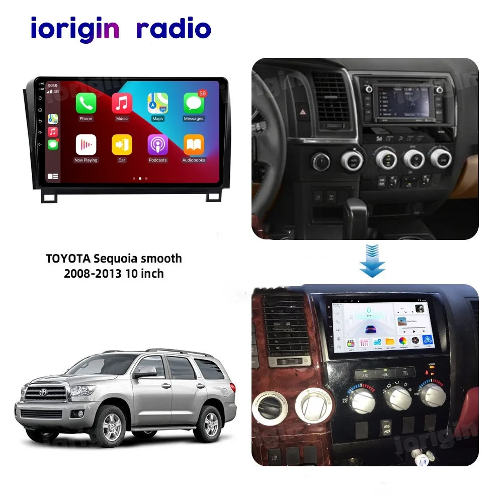 10.1 foot Car Audio for Toyota Tundra 2007-2013; Sequoia 2008-2017; Android 13 GPS Navigation with Bluetooth 5.0 FM AM Radio DSP Carplay 4GB 64GB