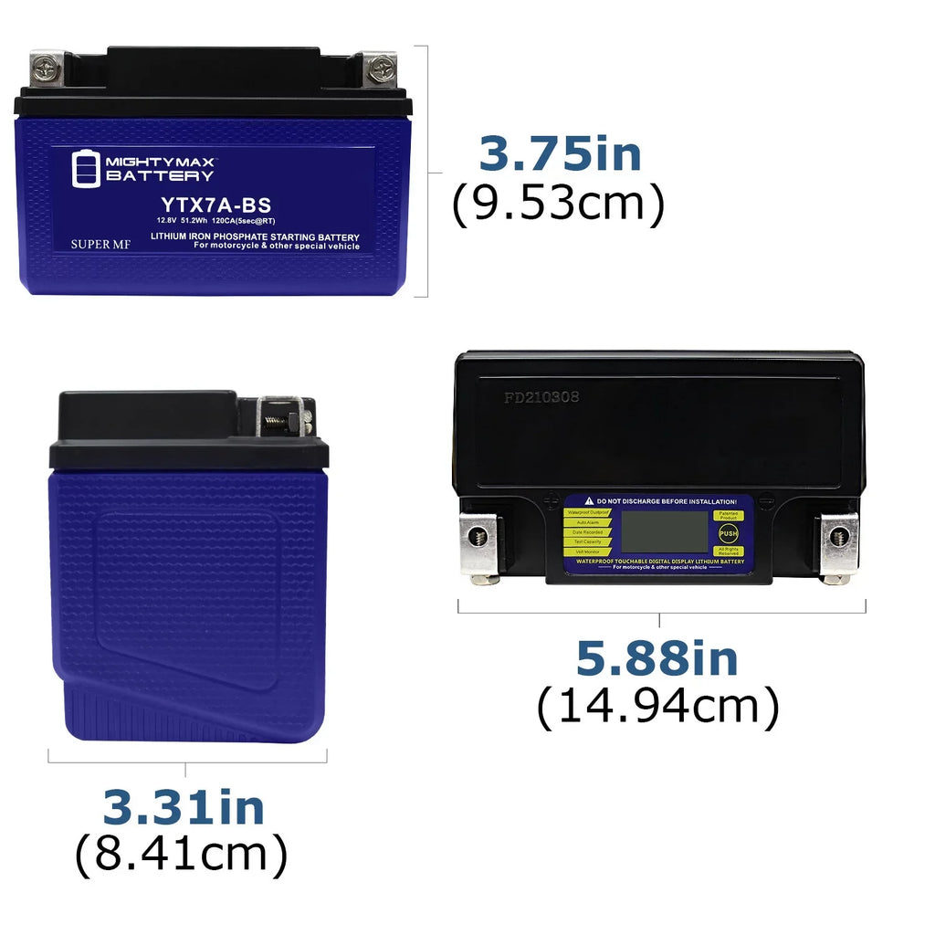 YTX7A-BS Lithium Replacement Battery Compatible with Peugeot Scooter 50 Tweet Evo 2014 - 2 Pack