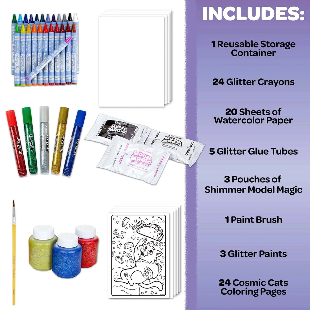 Crayola Glitter Arts and Crafts Kit; 80+ School Supplies; Glitter Toy; Creative Gift for Unisex Child
