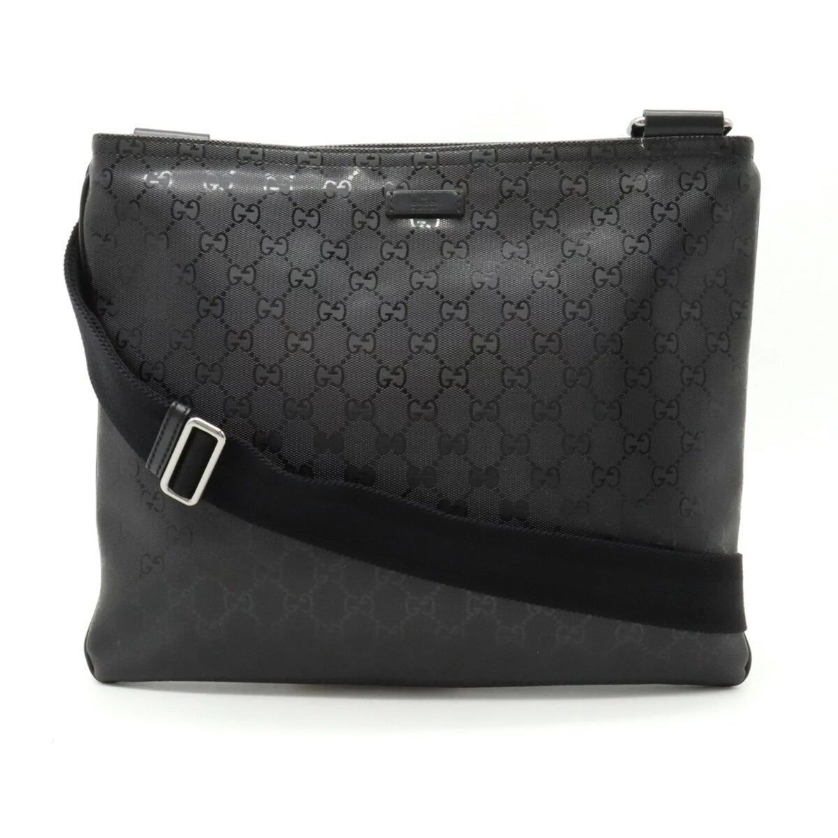 GUCCI Gucci GG Imprime Crossbody Shoulder Bag PVC Leather Black 201446 (Good)
