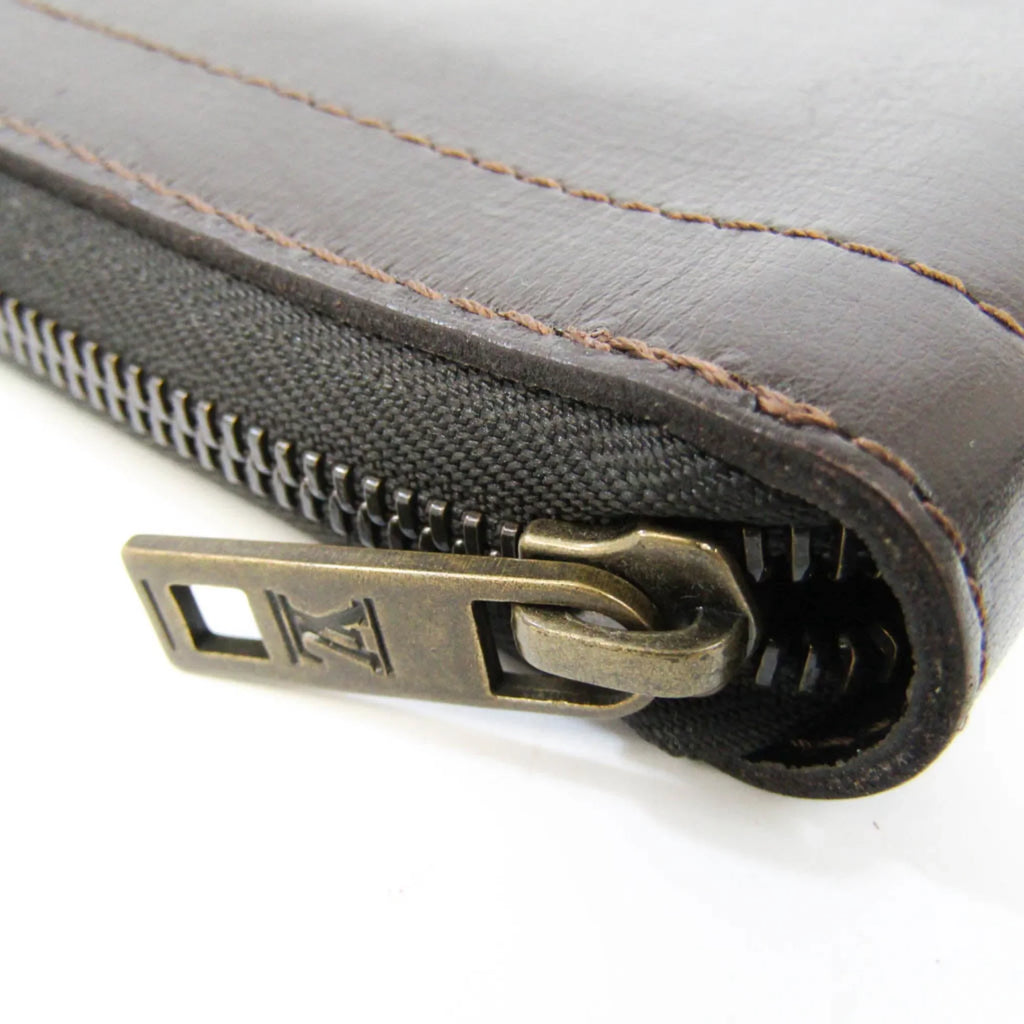 Louis Vuitton Utah Zippy Organizer M97025 Men's Utah Leather Long Wallet (bi-fold) Coffee (Good)