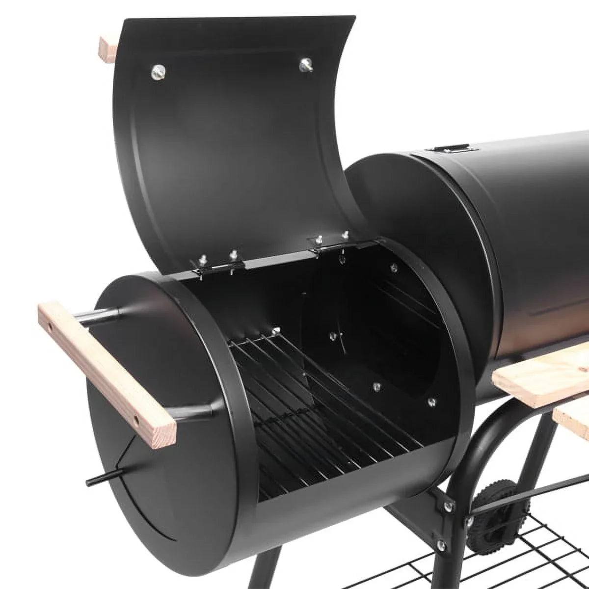 Grill; DFITO Charcoal BBQ Grill Outdoor Charcoal Grill with Smoker; 24.4" L x 29.6" H BBQ Grill with Side Burner/Thermometer; Small Grills Outdoor Cooking for Camp Backyard; Black