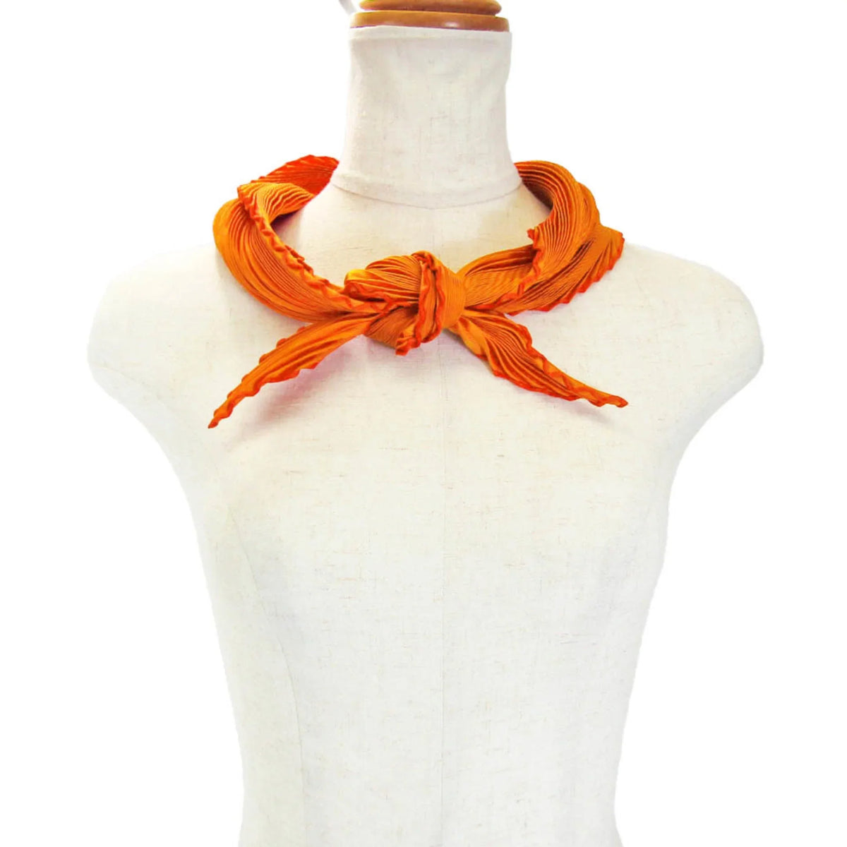 Hermes Pleats Women's Silk Scarf Orange (Good)