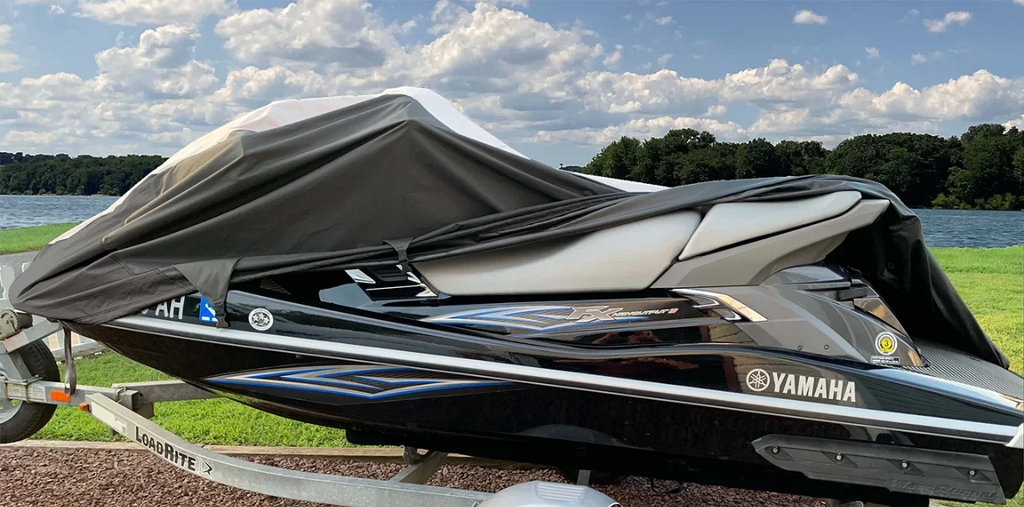 SUPER HEAVY-DUTY PWC JetSki Cover Compatible for Polaris SLX 1995 1996 1997 1998 1999 2000 2001 Jet Ski Trailerable Cover Black/Grey 1-2 Seater