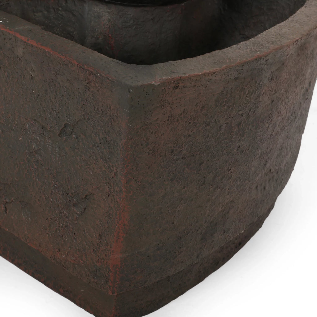GDF Studio Morrigan Outdoor 3 Tier Jar Fountain; Rustic Multibrown