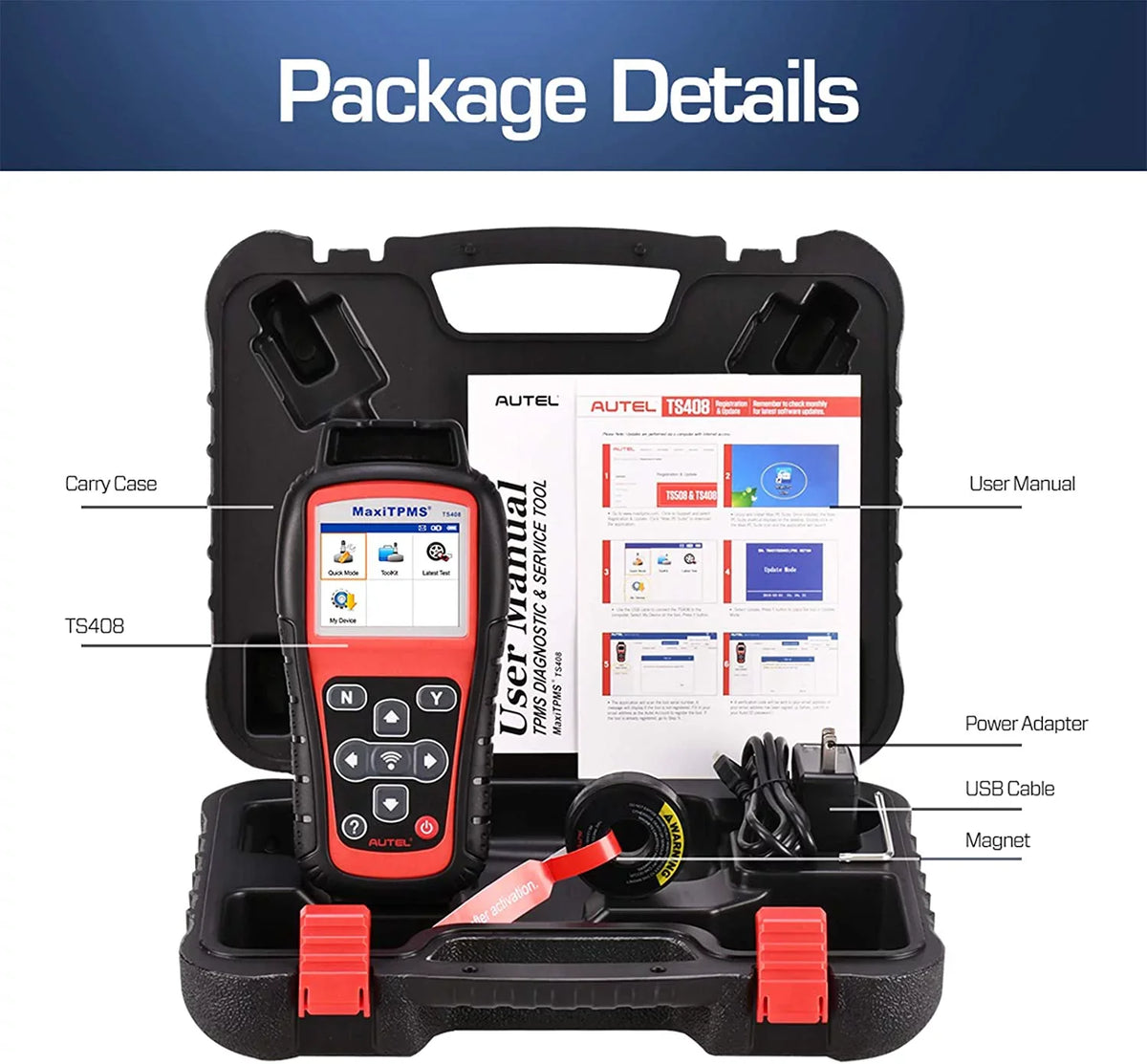 Autel TPMS Relearn Tool TS408; TPMS Reset; Sensor Activation; Program; Key Fob Testing