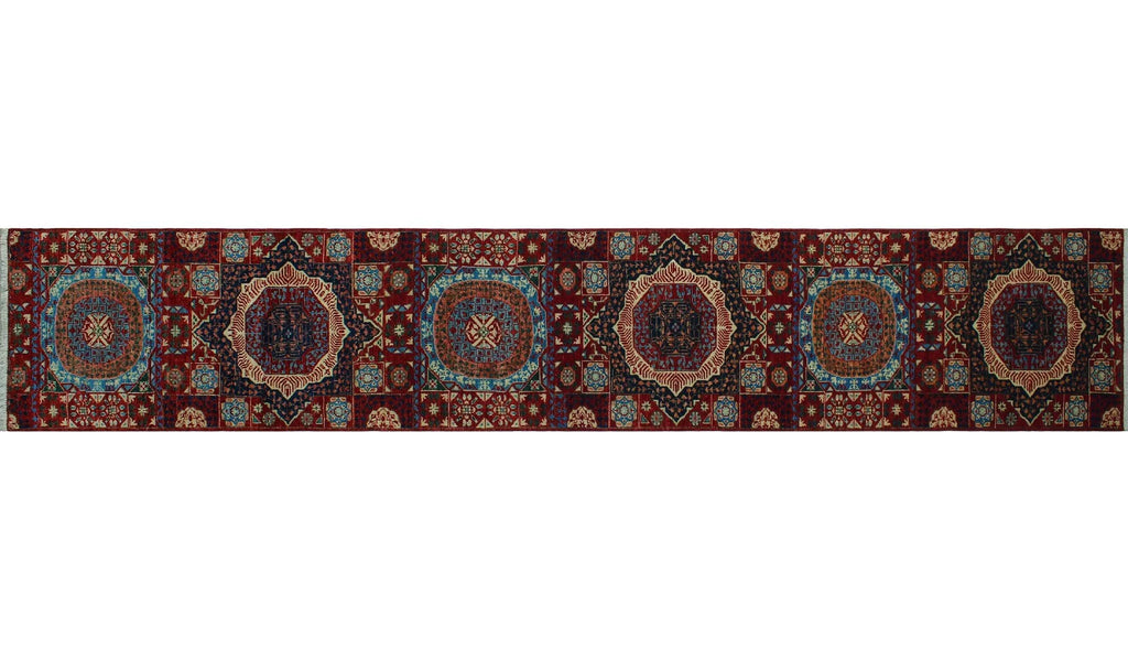 Aria Freda Red/Blue Runner; 2'8" x 14'11"