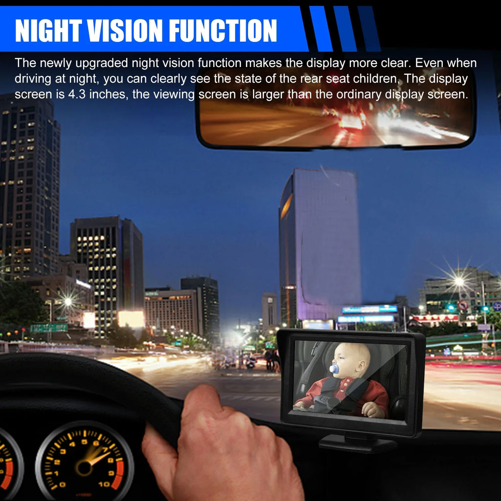 Car Back Seat Camera; EEEkit 12V Baby Car Mirror with 4.3-inch HD Screen; Night Vision; 120° Wide Crystal Clear View; Rear Facing Safety Car Seat Mirror Camera Observe the Baby's Every Move; Black