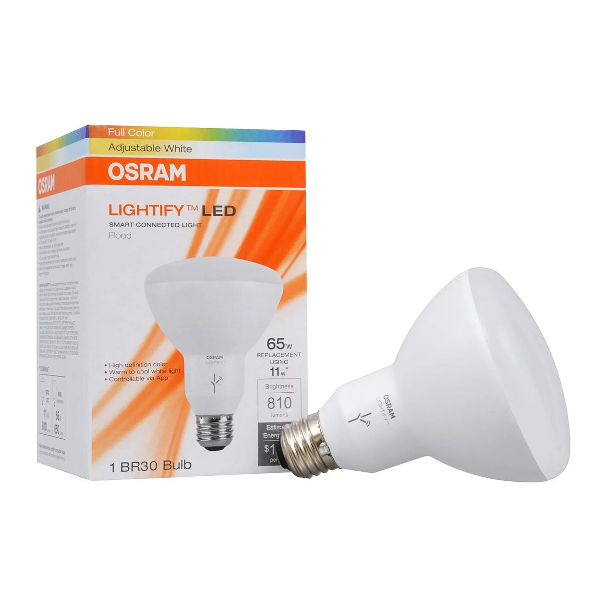 Sylvania SMART+ ZigBee 65W Equivalent Full Color BR30 High CRI LED Light Bulb; 2-count