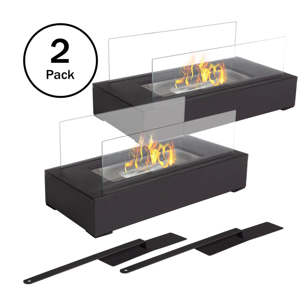 Northwest 2-Pack Rectangular Indoor or Outdoor Ventless Bio Ethanol Tabletop Fireplace; Black
