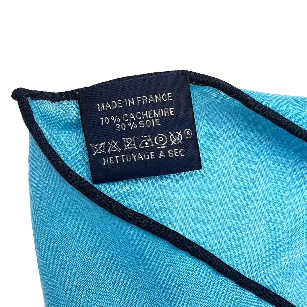 HERMES Hermes scarf triangle triangular cashmere silk blue ladies (Like New)