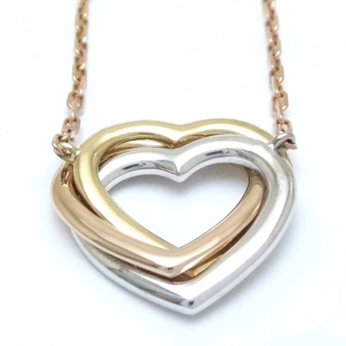 CARTIER Trinity Heart Necklace Diamond B7061200 K18 Three-Color Gold 291637 (Like New)