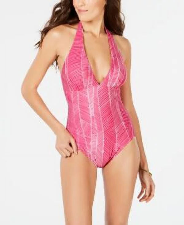 Dkny Printed Halter One-Piece Swimsuit; Women's Swimsuit; Size 14