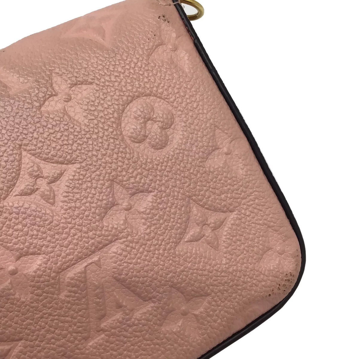 LOUIS VUITTON Louis Vuitton Monogram Implant Pochette Felicie M67856 Chain Wallet Bag Pink G Hardware Gold Rose Ballerine Women's (Fair)