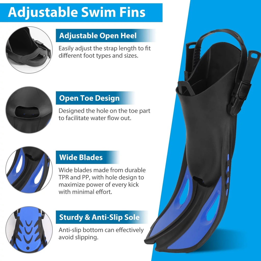 iMounTEK Adults Snorkel Set; Mask; Fins; Dry Top Diving Snorkel Included; Diving Swimming Training Snorkel Kit;Green[L_XL]