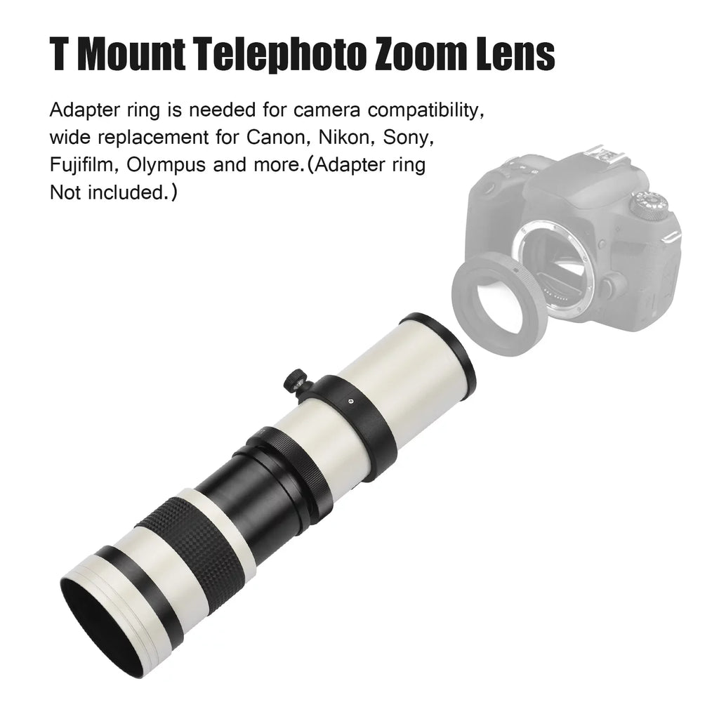 Pristin MF Super Telephoto Zoom Lens F8.3-16 420-800mm T Mount with Universal 14 Thread Replacement for Nikon Sony Fujifilm Olympus Cameras
