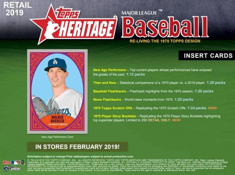 2019 Topps Heritage Retail Box Sealed (24 packs; 9 cards per pack)