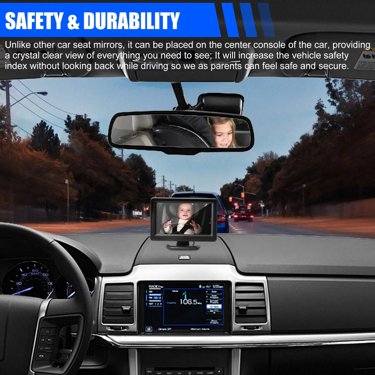 Car Back Seat Camera; EEEkit 12V Baby Car Mirror with 4.3-inch HD Screen; Night Vision; 120° Wide Crystal Clear View; Rear Facing Safety Car Seat Mirror Camera Observe the Baby's Every Move; Black