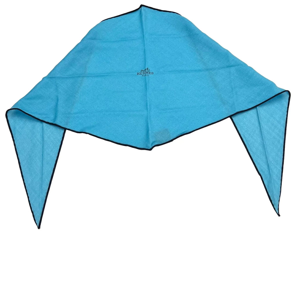 HERMES Hermes scarf triangle triangular cashmere silk blue ladies (Like New)