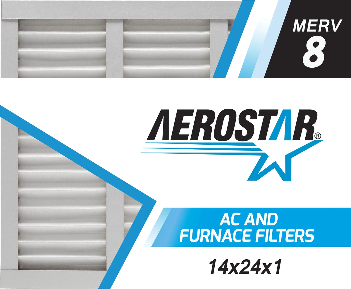 Aerostar 14x24x1 MERV 8; Pleated Air Filter; 14x24x1; Box of 6; Made in the USA