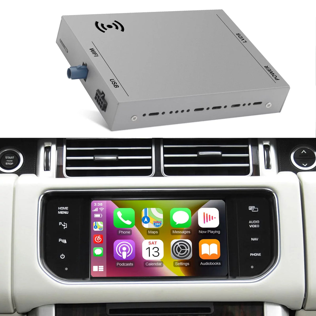 Wireless CarPlay Receiver SmartBox for Land Rover Range Rover/Evoque/Discovery 4 Jaguar XE XF Bosch Carplay Interface Retrofit kit Decoder; Support Android Auto; Mirror Link; Reverse Camera; USB Drive