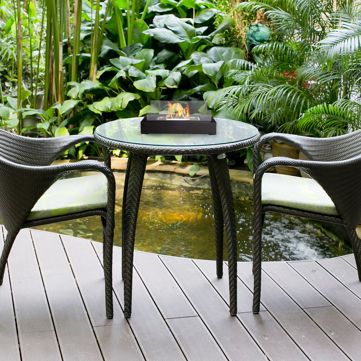 Northwest 2-Pack Rectangular Indoor or Outdoor Ventless Bio Ethanol Tabletop Fireplace; Black