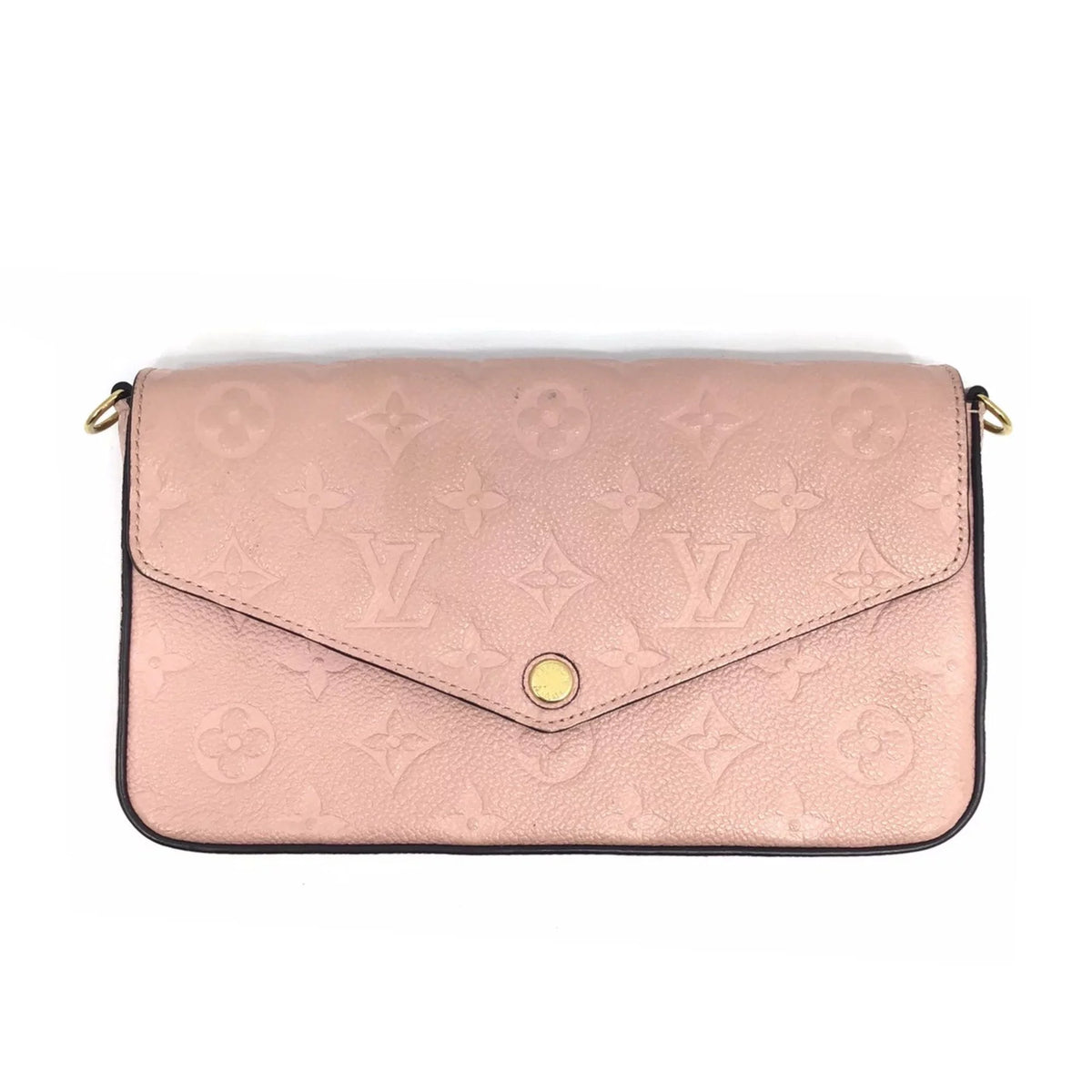 LOUIS VUITTON Louis Vuitton Monogram Implant Pochette Felicie M67856 Chain Wallet Bag Pink G Hardware Gold Rose Ballerine Women's (Fair)