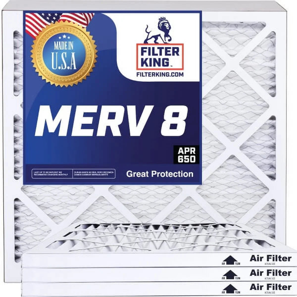 Filter King 31.5x14.5x1a Air Filter | 4-PACK | MERV 8 HVAC Pleated A/C Furnace Filters | MADE IN USA | Actual Size: 31.5 x 14.5 x .75"