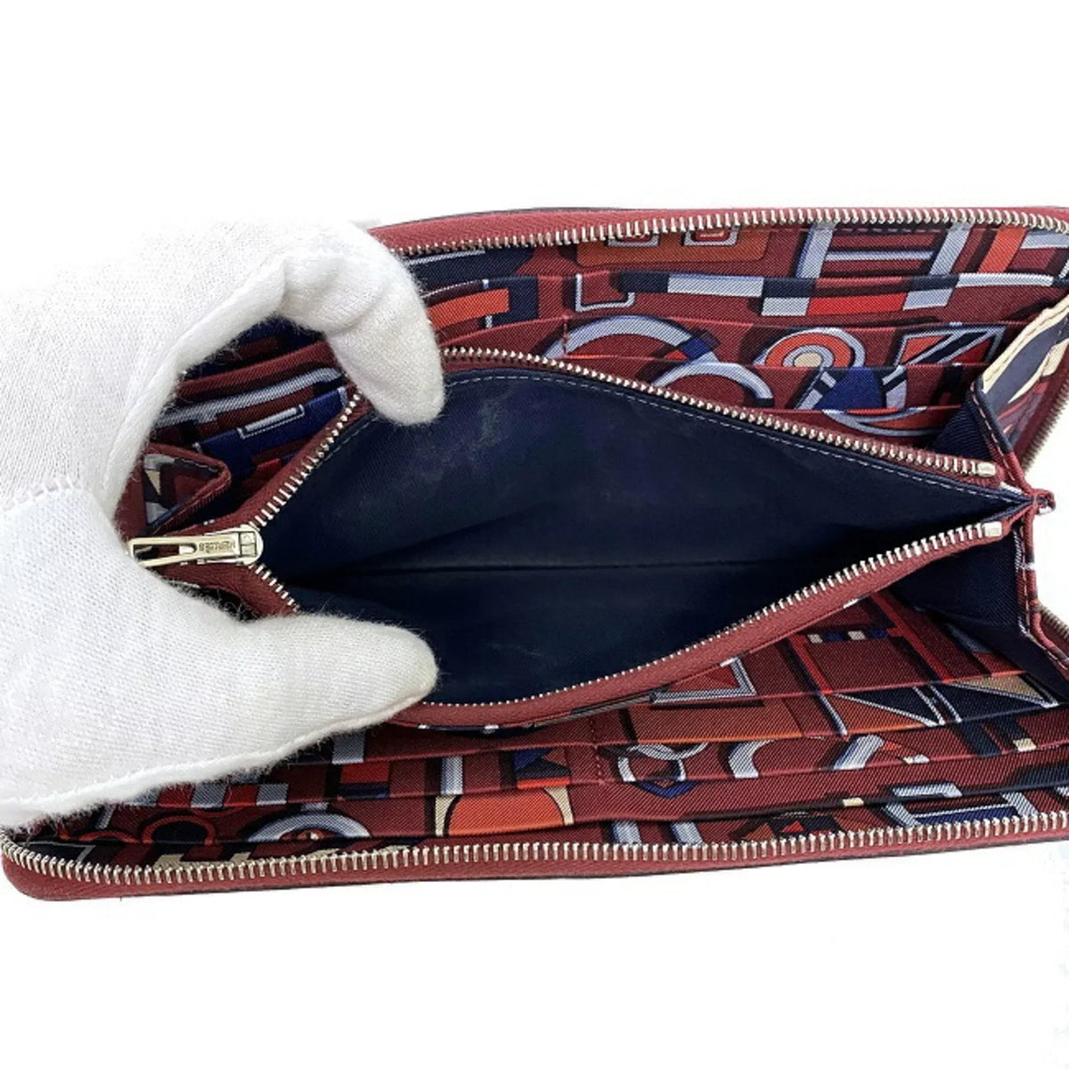 Hermes Long Wallet Azap Bordeaux Rouge Glenat Silk In Leather Epson HERMES Round Ladies (Good)