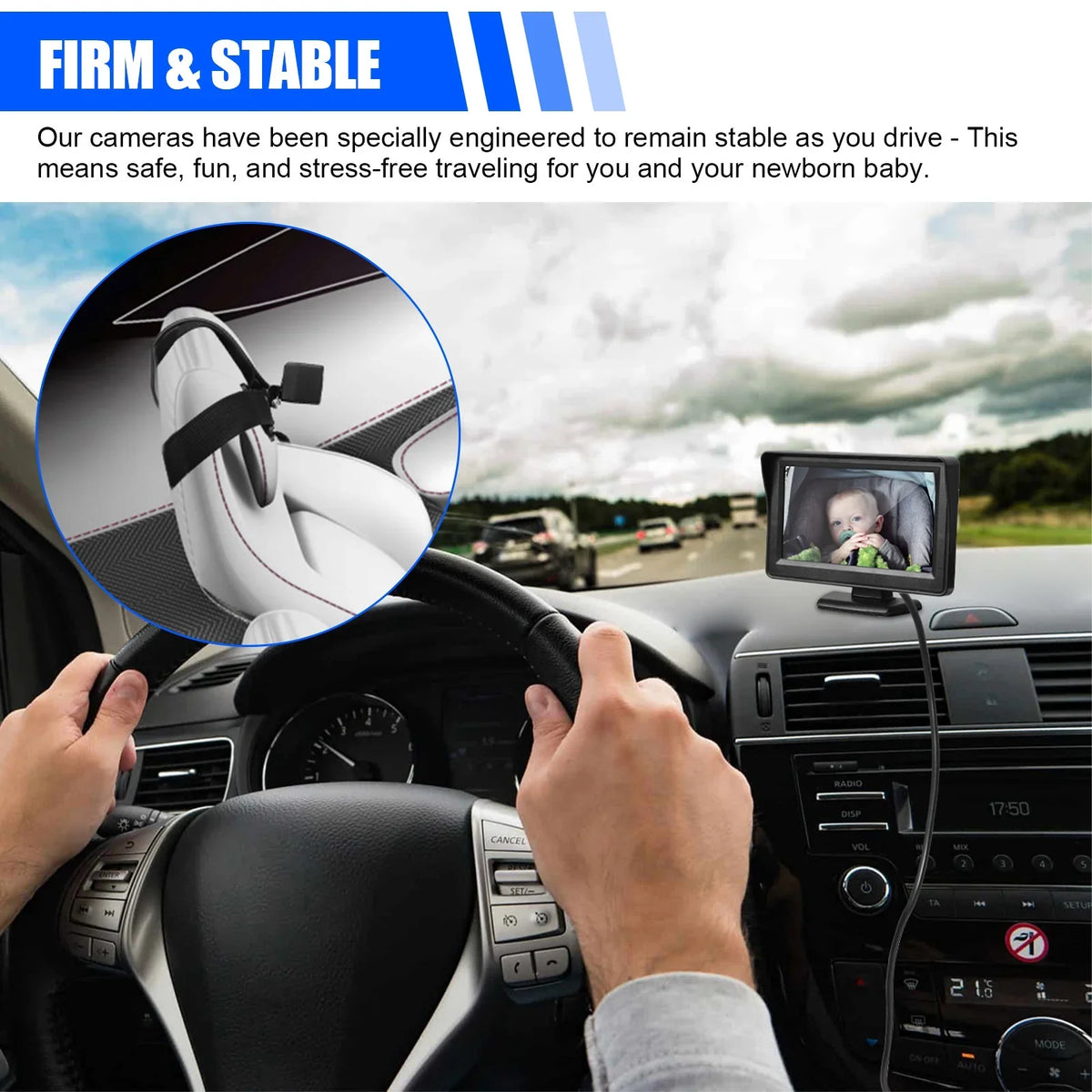 Car Back Seat Camera; EEEkit 12V Baby Car Mirror with 4.3-inch HD Screen; Night Vision; 120° Wide Crystal Clear View; Rear Facing Safety Car Seat Mirror Camera Observe the Baby's Every Move; Black