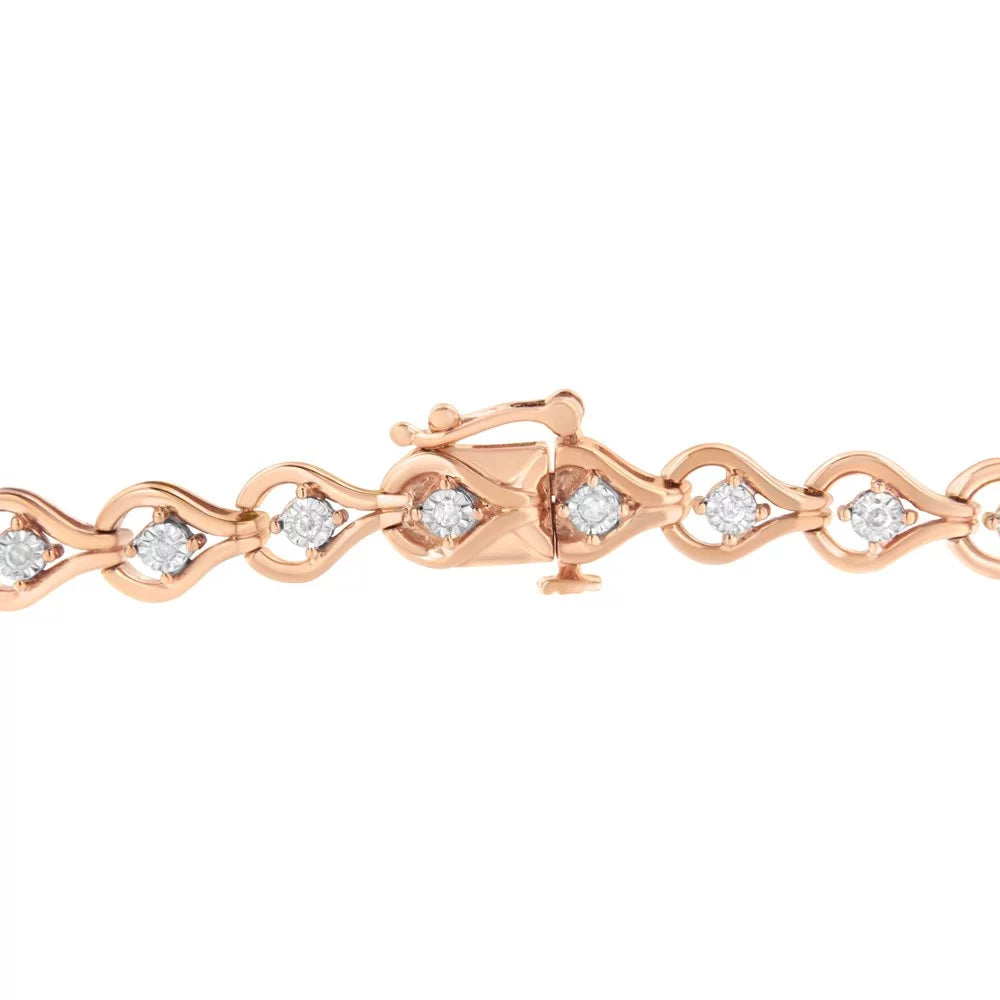 Rose Gold Plated .925 Sterling Silver 1/3 Carat TDW Miracle-Set Diamond Link Bracelet (I-J; I3-Promo)