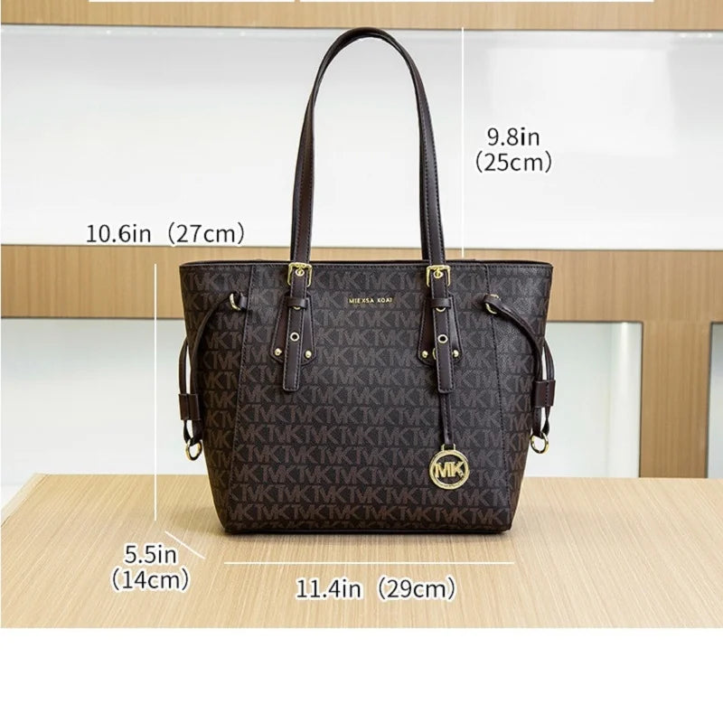 New MK Women's Bag Large Capacity Tote Premium Sense Commuter Shoulder Bag Classic Coffee