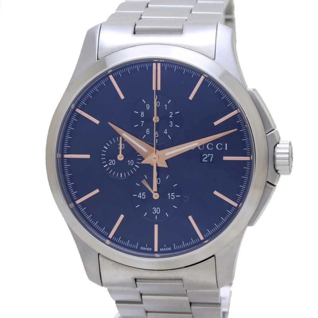 GUCCI G Timeless Chronograph YA126272 126.2 Stainless Steel Men's 39276 (Like New)