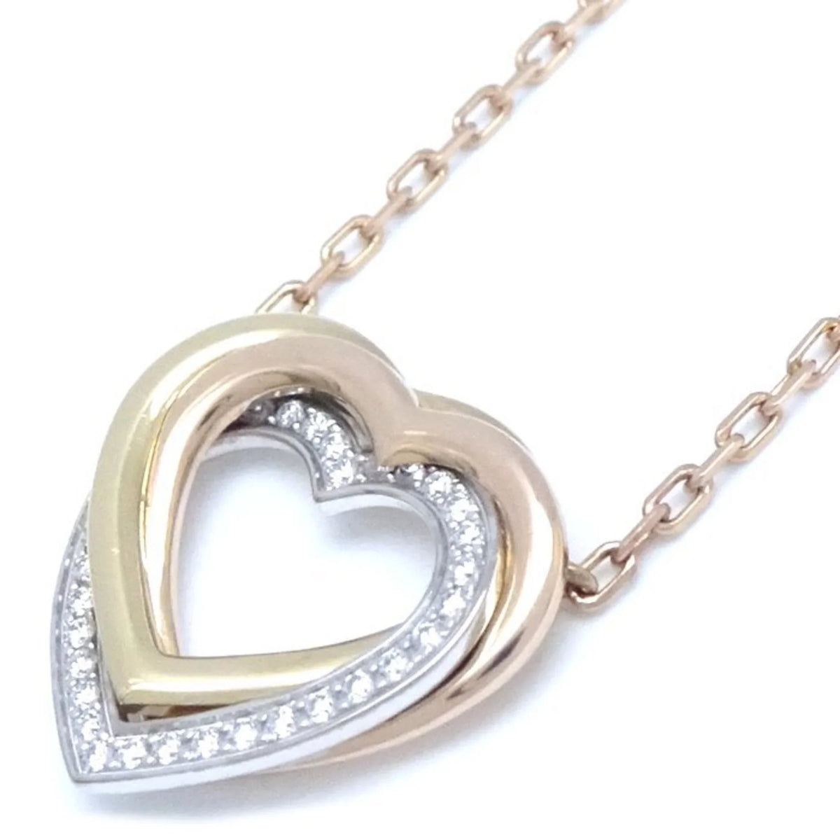 CARTIER Trinity Heart Necklace Diamond B7061200 K18 Three-Color Gold 291637 (Like New)