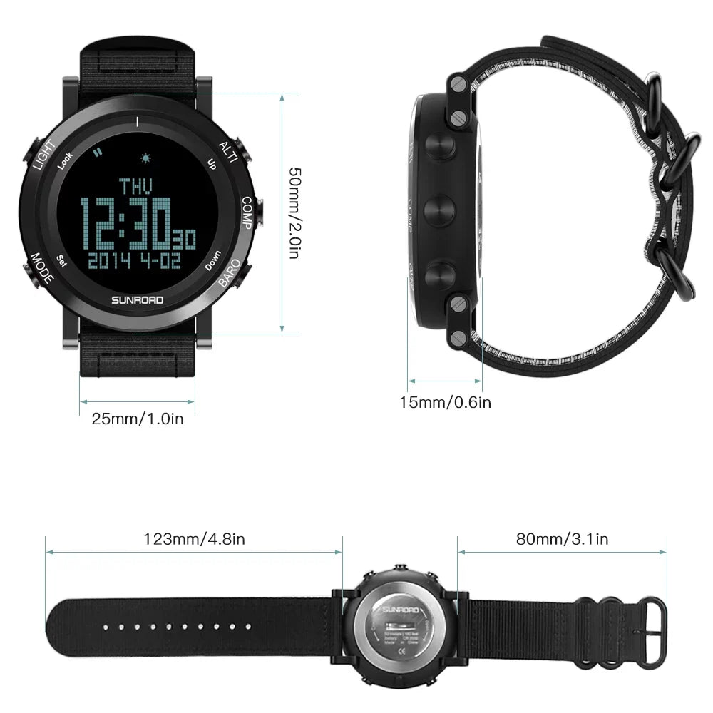 Barometer Altimeter Compass Weather Forecast Men Watch 50meters -resistant Multifunctional Outdoor Sports Watch for Mountaineering Running Trekking Camping