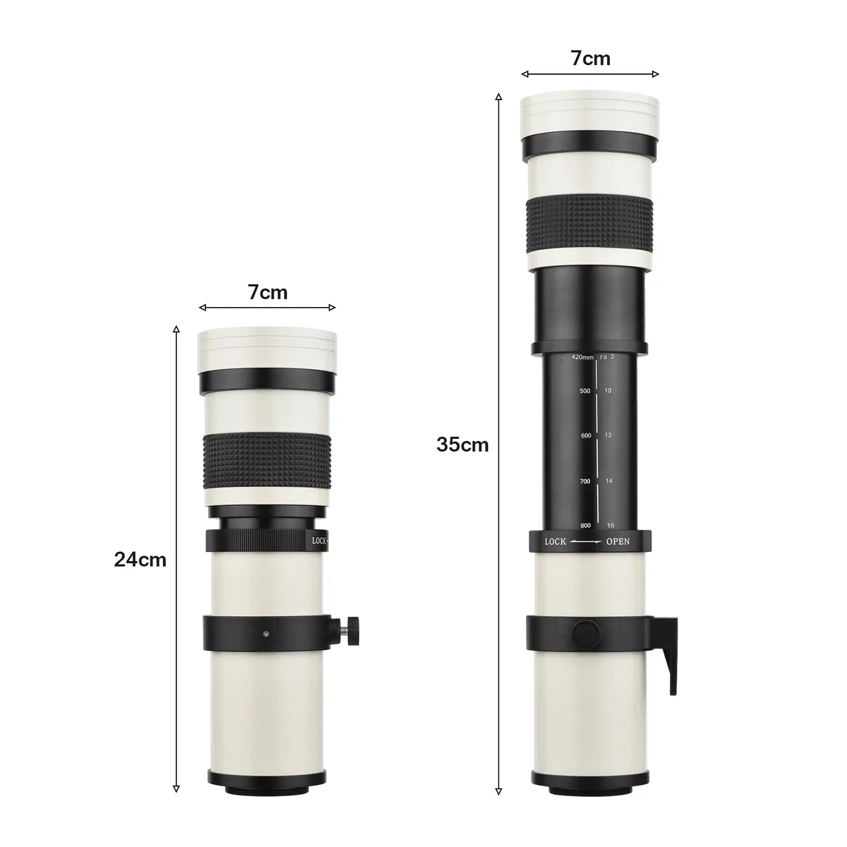 Pristin MF Super Telephoto Zoom Lens F8.3-16 420-800mm T Mount with Universal 14 Thread Replacement for Nikon Sony Fujifilm Olympus Cameras