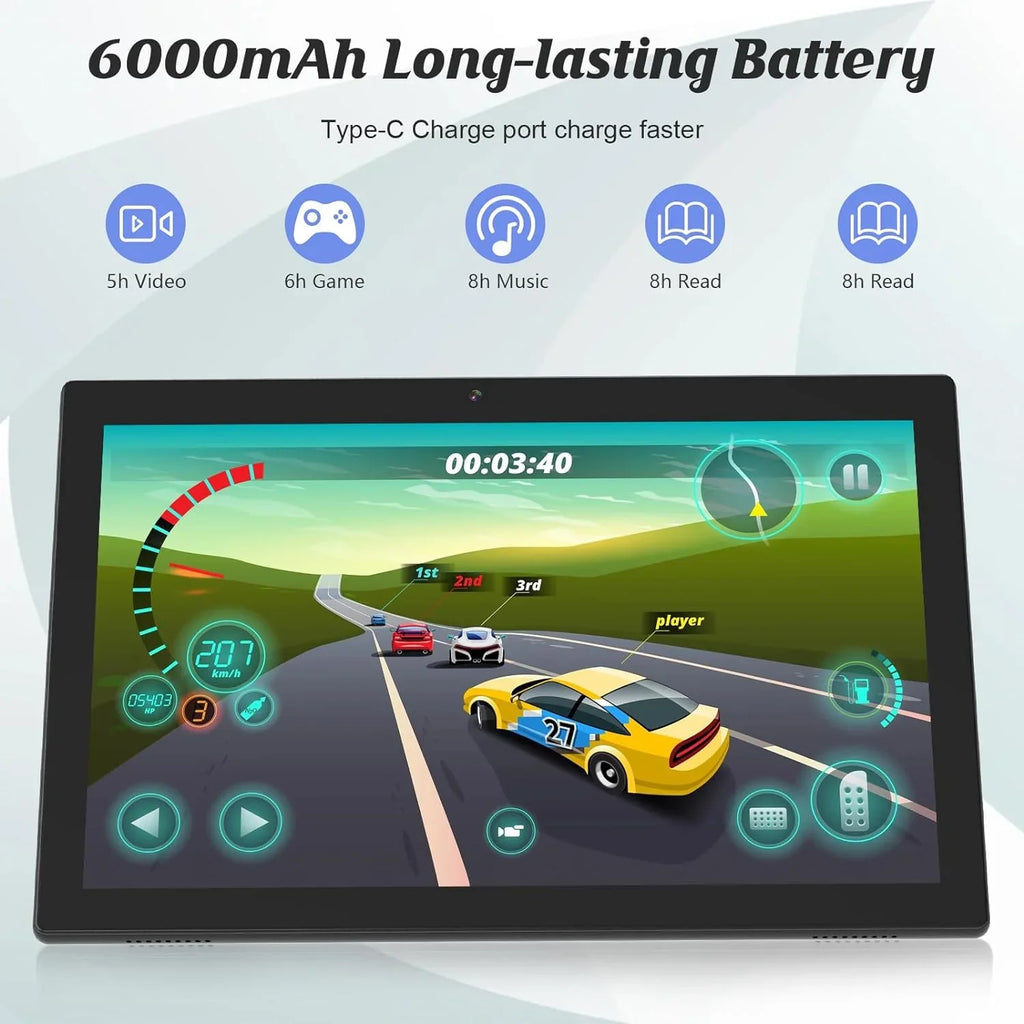 10.1 mm Android 11 Tablet; Newest 2 in 1 Tablets; 4GB RAM+64GB ROM Quad-Core Processor; 1280*800 FHD Tableta with Keyboard/Mouse/Case/Stylus/Tempered Film; 8MP Dual Camera 6000mAh Battery 10" Tab PC