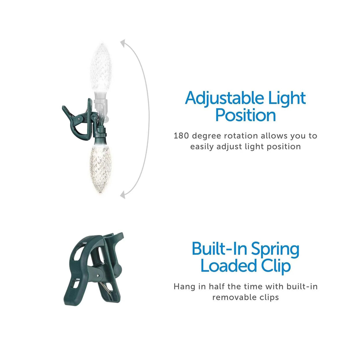 NOMA Quick Clip C9 LED 100 Warm Bulbs Christmas String Lights (3 Pack)