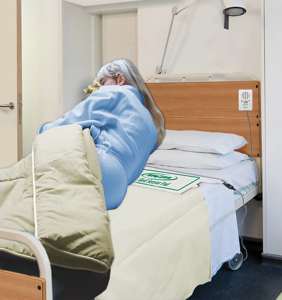 Bed/Chair Exit Fall Prevention Alert With Corded Weight-Sensing Bed Pad (10"x30"; 45-Day) System