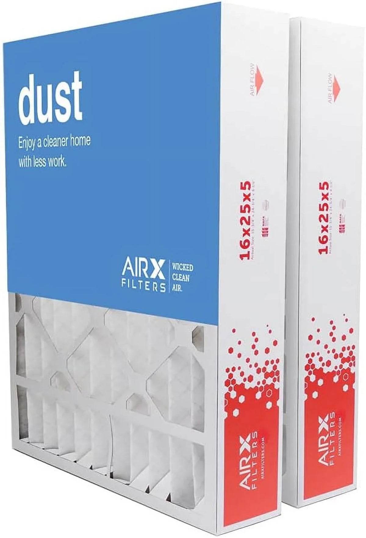 16X25x5 MERV 8 HVAC AC Furnace Air Filter Replacement For X0583 X6670 X6672; Dust 2-Pack; Made In The
