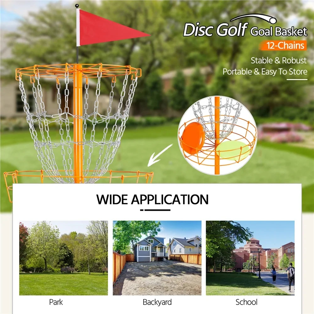 SmileMart 12-Chain Disc Golf Goal Target Practice; Orange
