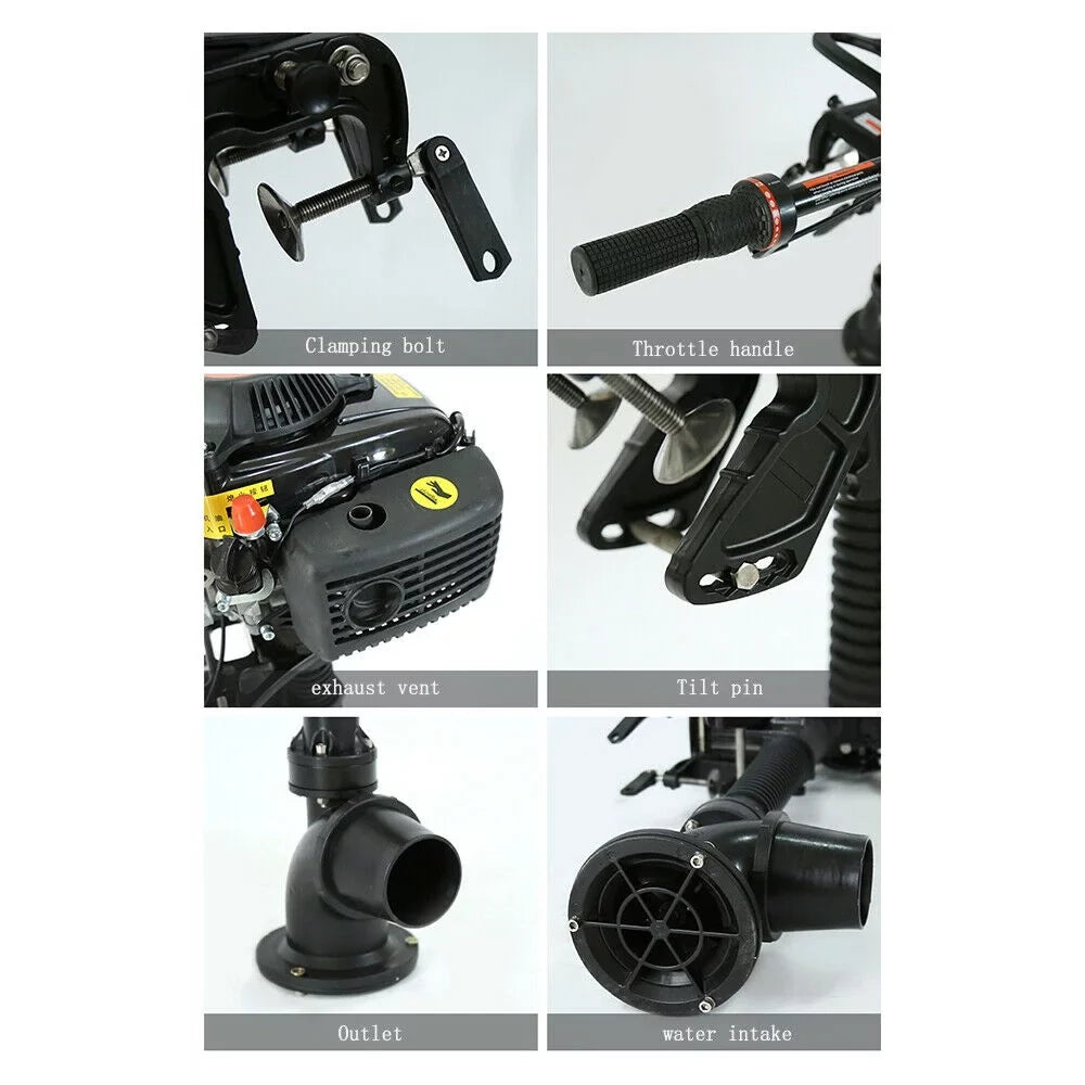 CNCEST 4 Horsepower Jet Pump Outboard Motor 4HP 4-Stroke Jet Pump Outboard Motor Boat Engine Air-Cooled CDI Tiller Control