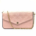 LOUIS VUITTON Louis Vuitton Monogram Implant Pochette Felicie M67856 Chain Wallet Bag Pink G Hardware Gold Rose Ballerine Women's (Fair)