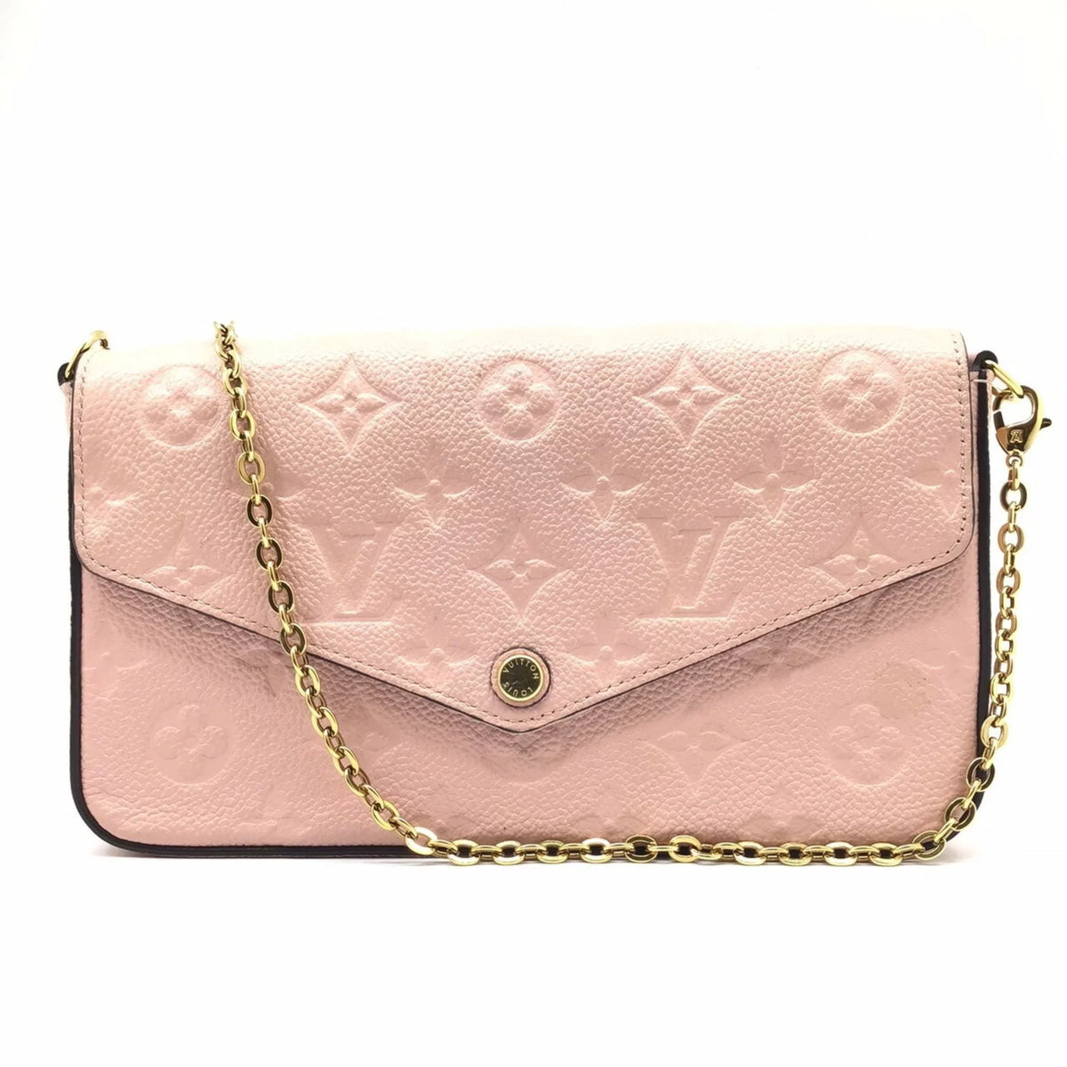LOUIS VUITTON Louis Vuitton Monogram Implant Pochette Felicie M67856 Chain Wallet Bag Pink G Hardware Gold Rose Ballerine Women's (Fair)